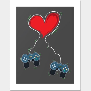 Video Gamer Heart Controller Valentine's Day Posters and Art